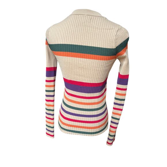 SHOW ME YOUR MUMU Slopes in Apres Ski Stripe Sweater Multi Color Sz XS - Picture 5 of 7